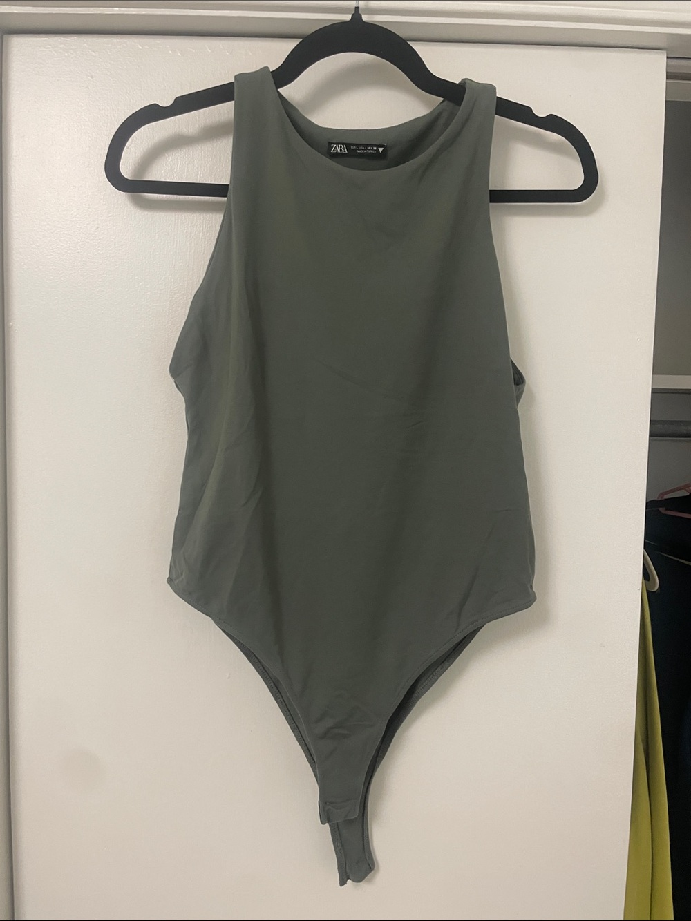 Zara Sleeveless Olive-Tone One-Piece Bodysuit
